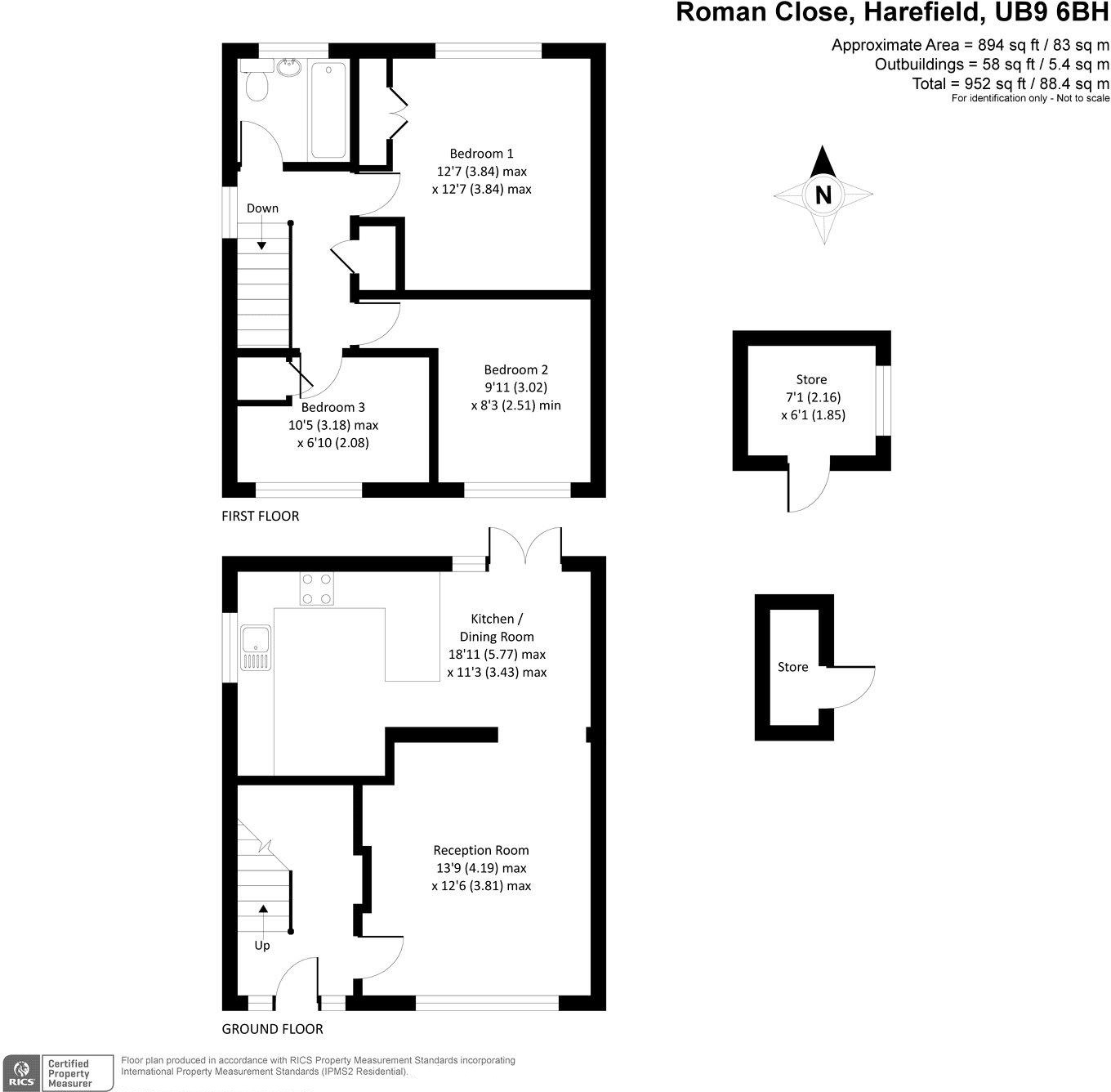 Floorplans For Roman Close, Harefield, Middlesex